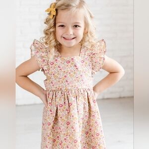 {Wren & James} Floral Pink Flutter Sleeve Kids Dress